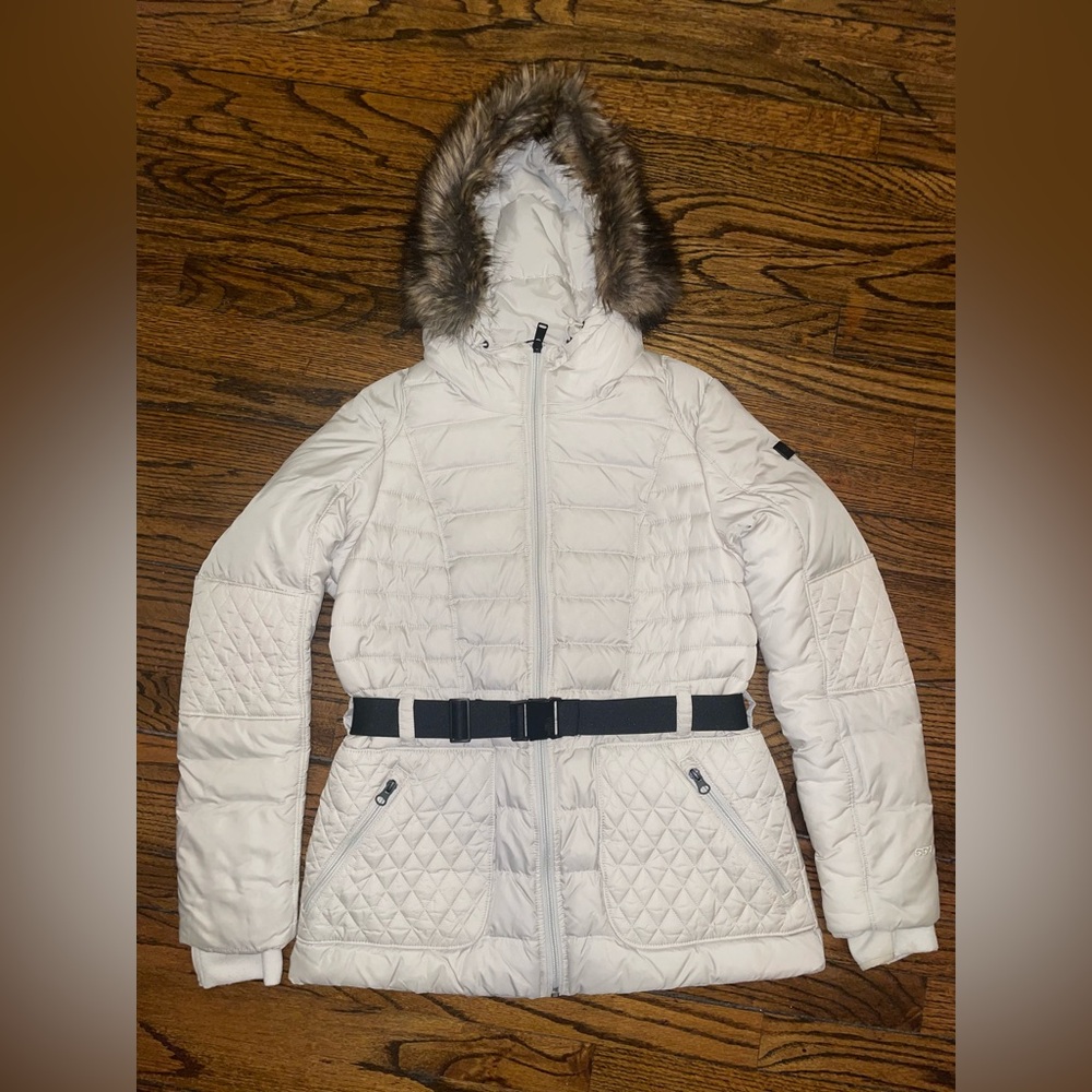 The North Face Women's Cream Puffer Jacket with Fur Hood